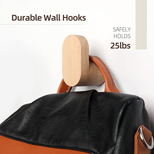 LIVESO Wood Wall Hooks, Modern Minimalist Wood Hooks Wall Mounted,...