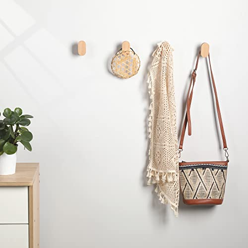 LIVESO Wood Wall Hooks, Modern Minimalist Wood Hooks Wall Mounted,...