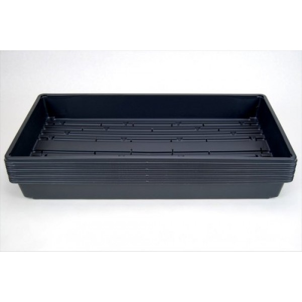 100 Durable Black Plastic Growing Trays with drain holes 20 x 1...