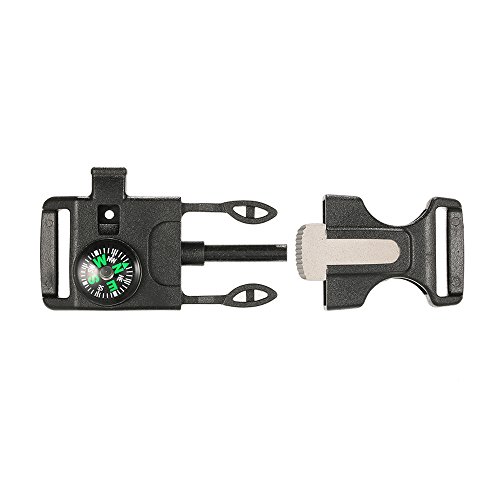 Lixada 10Pcs Emergency Whistle Buckle with Flint Scraper Fire Star...