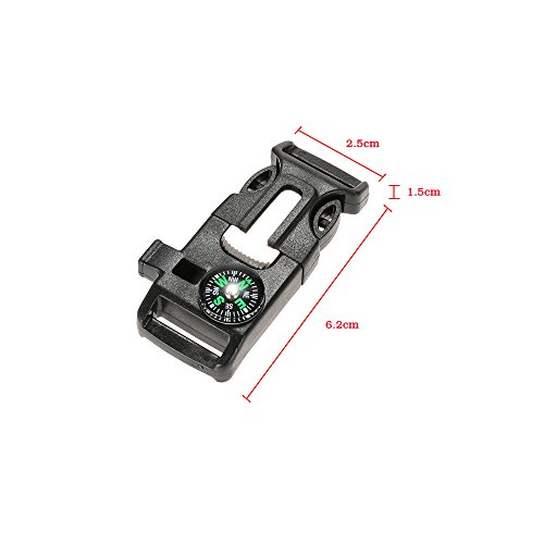 Lixada 10Pcs Emergency Whistle Buckle with Flint Scraper Fire Star...