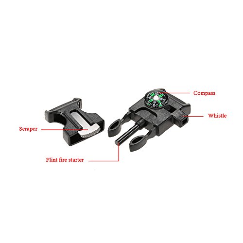 Lixada 10Pcs Emergency Whistle Buckle with Flint Scraper Fire Star...