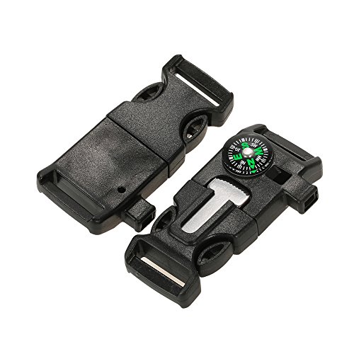Lixada 10Pcs Emergency Whistle Buckle with Flint Scraper Fire Star...
