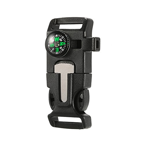 Lixada 10Pcs Emergency Whistle Buckle with Flint Scraper Fire Star...
