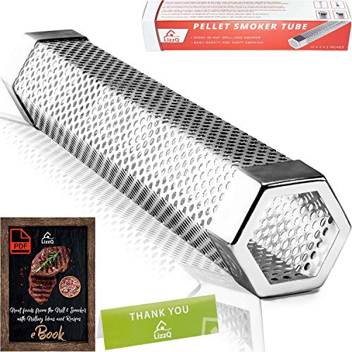 LIZZQ Premium Pellet Smoker Tube 12 inches - 5 Hours of Billowing ...