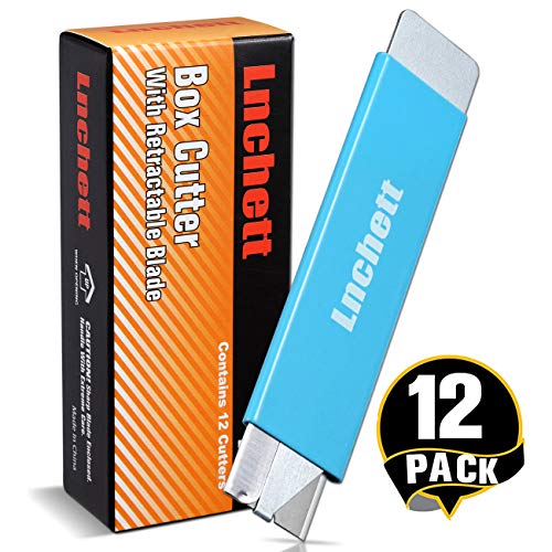 Lnchett Box Cutter, 12 Piece Retractable Cardboard Cutter for Pack...