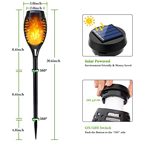 LNRYY 6Pack Outdoor Solar Torch Lights with Flickering Flame, Wate...
