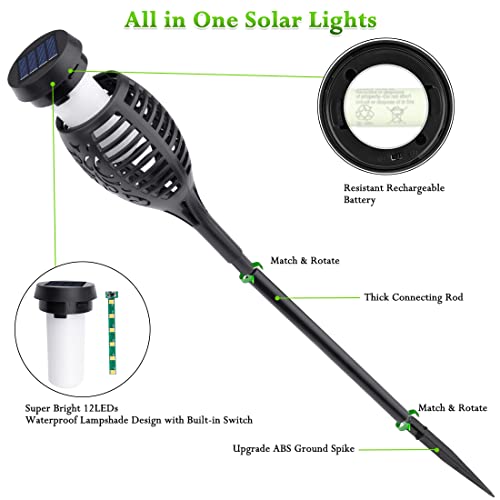 LNRYY 6Pack Outdoor Solar Torch Lights with Flickering Flame, Wate...