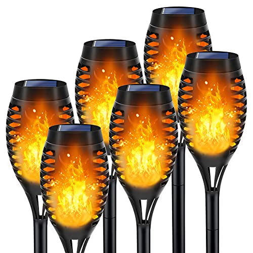LNRYY 6Pack Outdoor Solar Torch Lights with Flickering Flame, Wate...