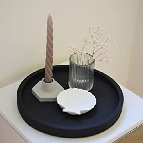 Lobolighting Black Round Decorative Coffee Table Serving Trays Set...