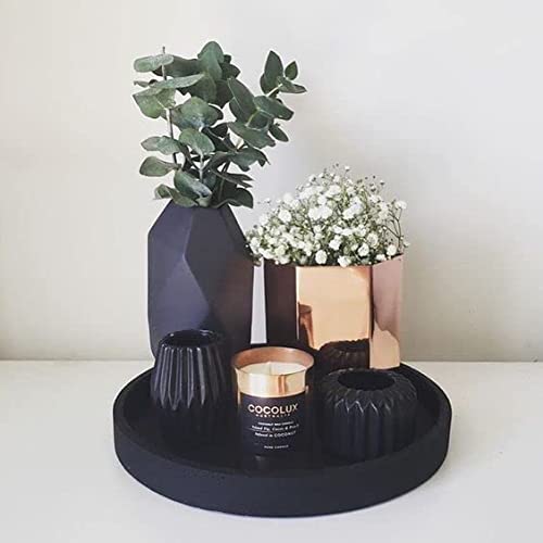 Lobolighting Black Round Decorative Coffee Table Serving Trays Set...