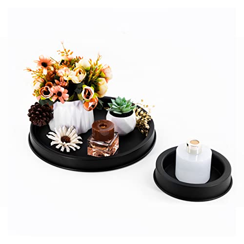 Lobolighting Black Round Decorative Coffee Table Serving Trays Set...