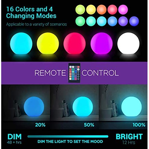 LOFTEK LED Large Floating Pool Light, 20-inch 16 Color Changing Po...
