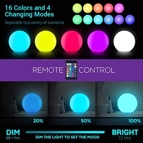LOFTEK LED Large Floating Pool Light, 20-inch 16 Color Changing Po...
