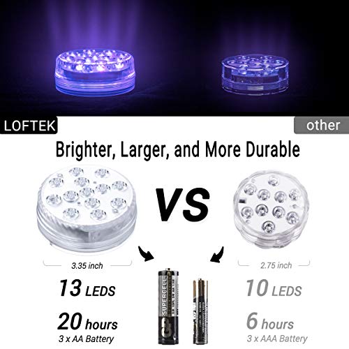 LOFTEK Magnets Submersible Lights Remote Control with Suction Cups...