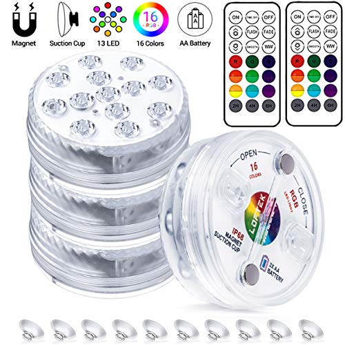 LOFTEK Magnets Submersible Lights Remote Control with Suction Cups...