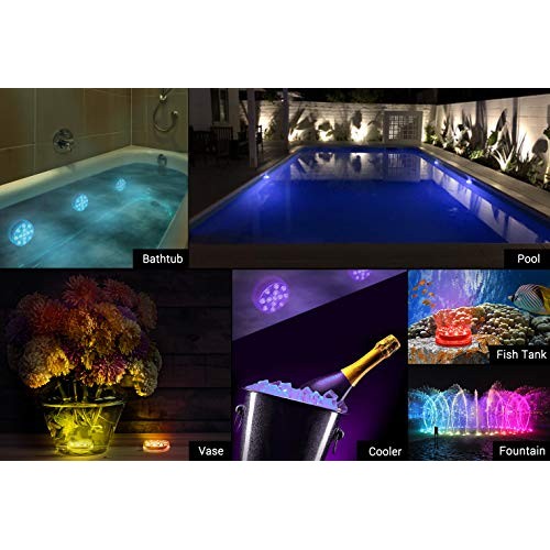 LOFTEK Submersible LED Lights with Remote RF164ft,Full Waterproo...