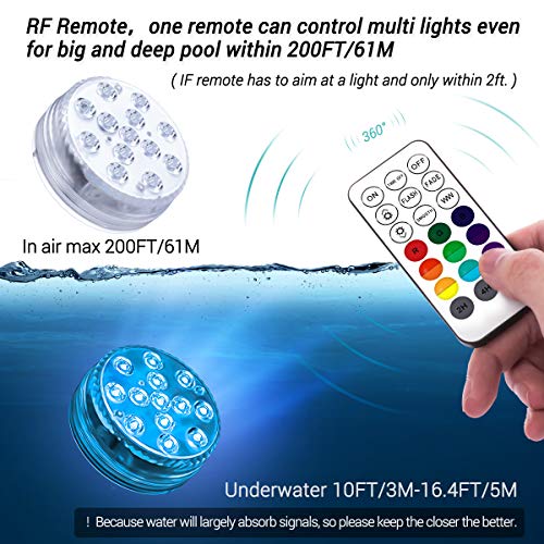 LOFTEK Submersible LED Lights with Remote RF164ft,Full Waterproo...