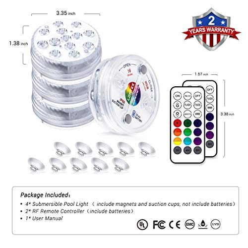 LOFTEK Submersible LED Lights with Remote RF164ft,Full Waterproo...