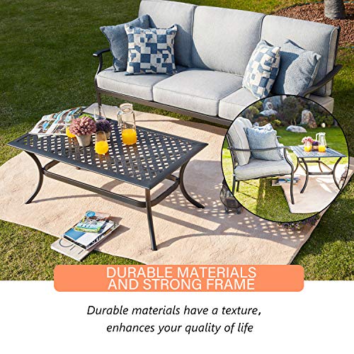 LOKATSE HOME 3 Seat Metal Patio Loveseat Bench Outdoor Furniture B...