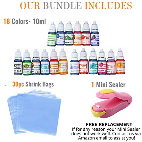 Natural Food Coloring and Soap Dye -Bundle of 18 10ml Liquid Bat...