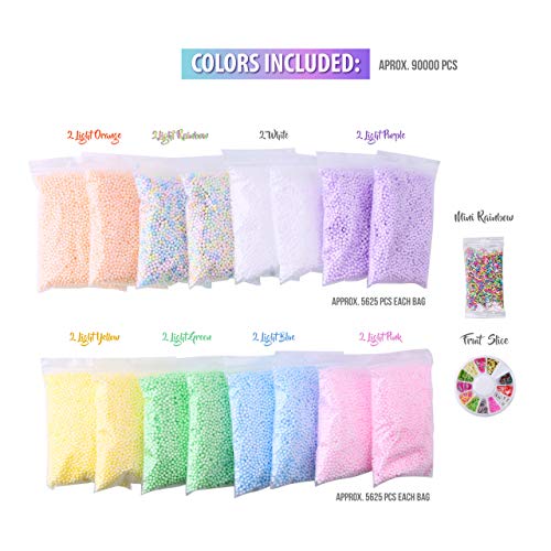 Slime Foam Beads Floam Balls – 18 Pack Pastel Microfoam Beads Kit ...