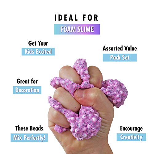 Slime Foam Beads Floam Balls – 18 Pack Pastel Microfoam Beads Kit ...