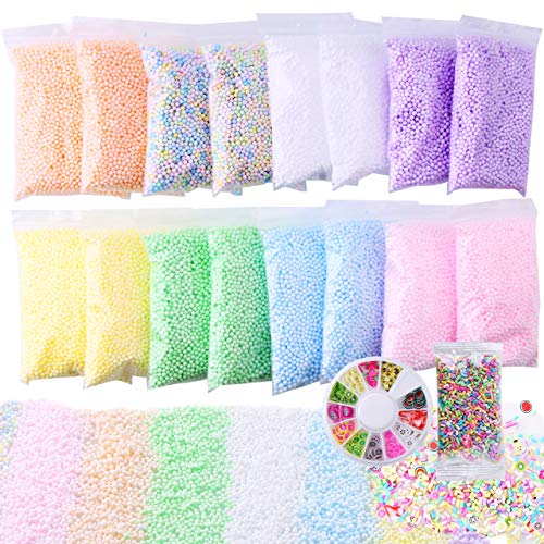 Slime Foam Beads Floam Balls – 18 Pack Pastel Microfoam Beads Kit ...