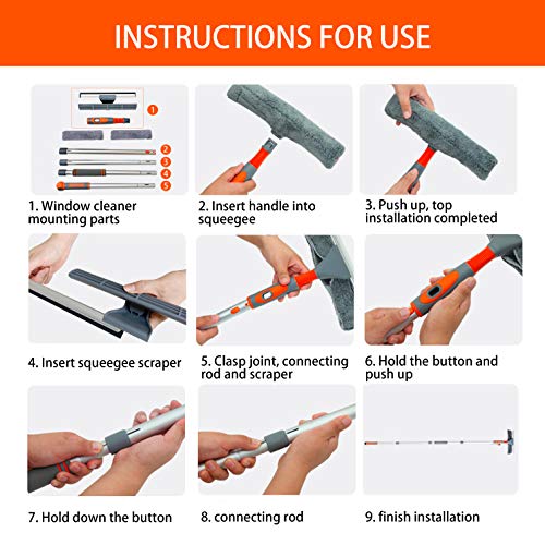 Professional Window Squeegee Cleaner, 2 in 1 Shower Squeegee with ...