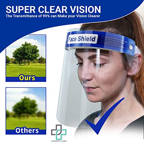 Protective Face Shield Clear Face Mask, Plastic Face Shield for Sa...