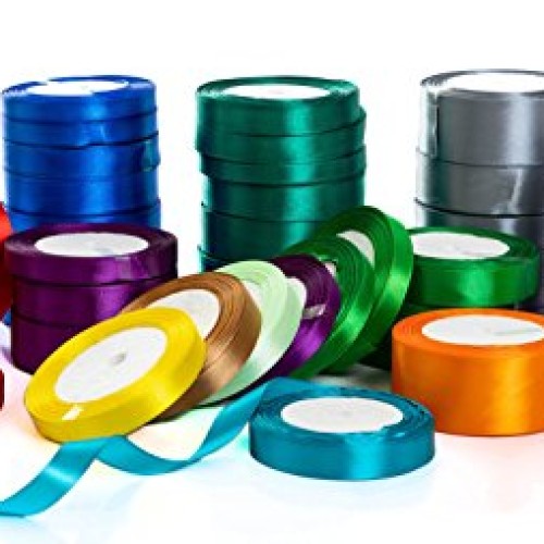 Solid Color Satin Fabric Ribbon Dark red, 3/8 x 25 Yards