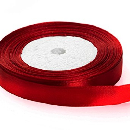 Solid Color Satin Fabric Ribbon Dark red, 3/8 x 25 Yards