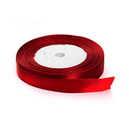 Solid Color Satin Fabric Ribbon Dark red, 3/8 x 25 Yards