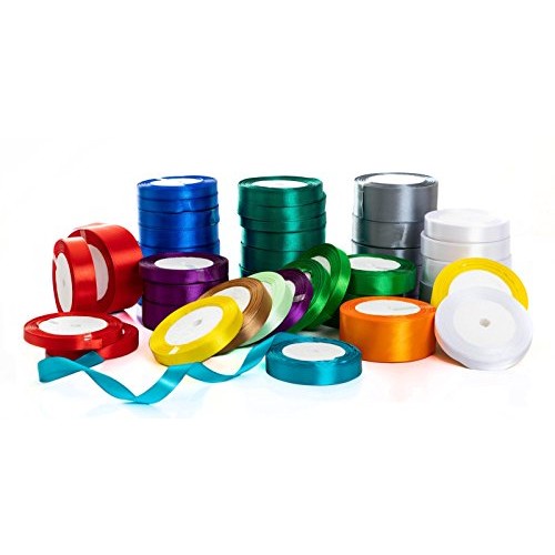 Solid Color Satin Fabric Ribbon for Craft, Gift Wrapping, Hair Bow...