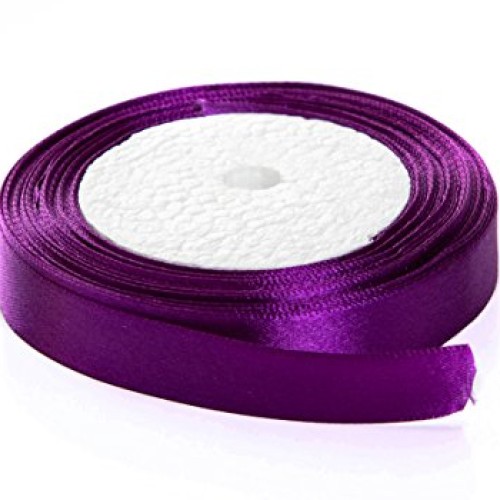 Solid Color Satin Fabric Ribbon Purple, 5/8 x 25 Yards