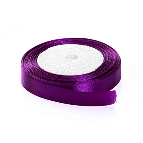 Solid Color Satin Fabric Ribbon Purple, 5/8 x 25 Yards