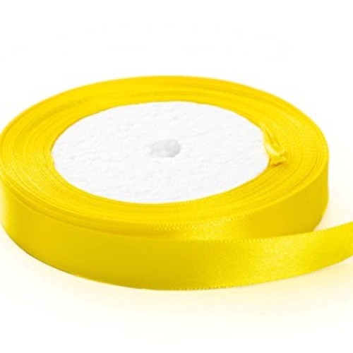 Solid Color Satin Fabric Ribbon Yellow, 5/8 x 25 Yards