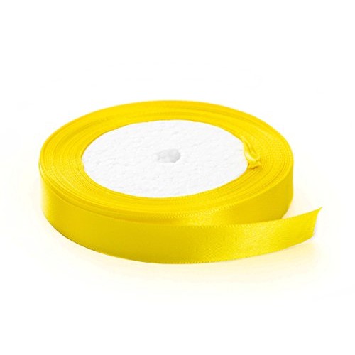 Solid Color Satin Fabric Ribbon Yellow, 5/8 x 25 Yards