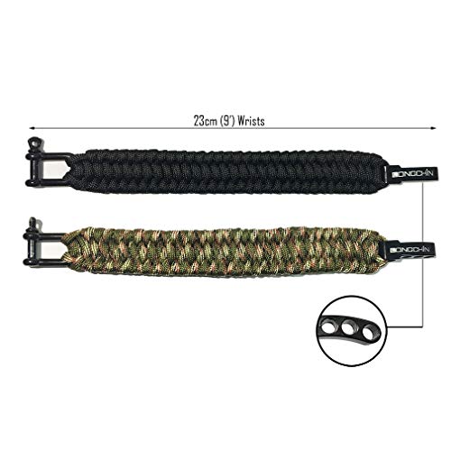 Longchin Survival Paracord Bracelet 2-Pack Black & Camouflage