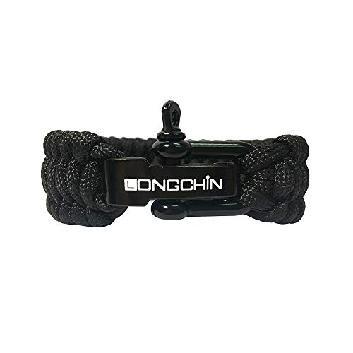 Longchin Survival Paracord Bracelet 2-Pack Black & Camouflage