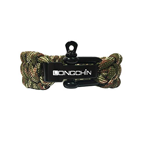 Longchin Survival Paracord Bracelet 2-Pack Black & Camouflage
