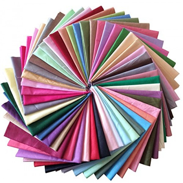 longshine-us 25pcs Solid Colors Premium Cotton Craft Fabric Bundle...