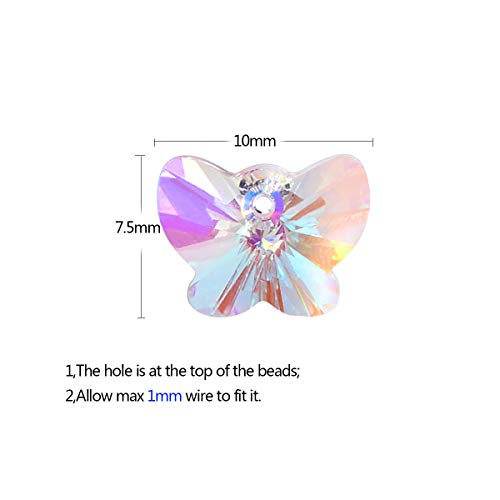 60pcs AB Butterfly Crystal Beads - LONGWIN 10mm Top Drilled Adabel...