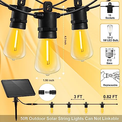 Outdoor Solar String Lights, 50 FT Solar Powered LED String Outdoo...