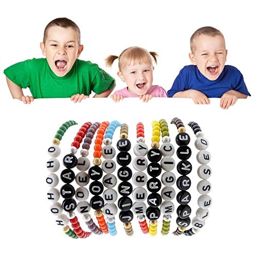 Amaney 1400pcs 4x7mm Black Round Acrylic Alphabet Letter Beads A-Z...
