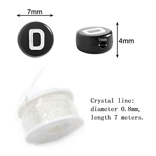 Amaney 1400pcs 4x7mm Black Round Acrylic Alphabet Letter Beads A-Z...