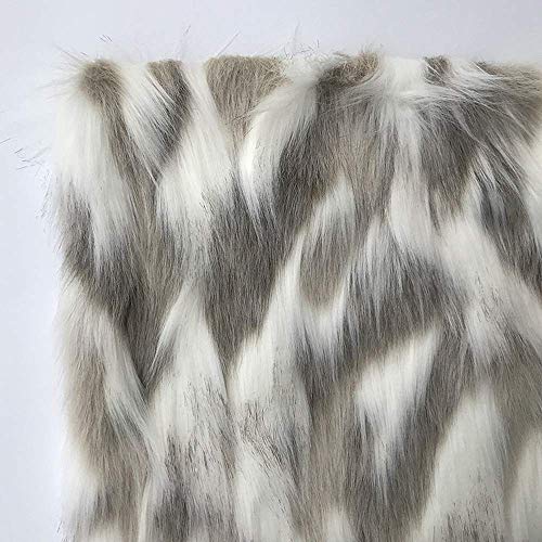 LOOGOOL Faux Fur Fabric Material Grey and White Winter Soft Shaggy...