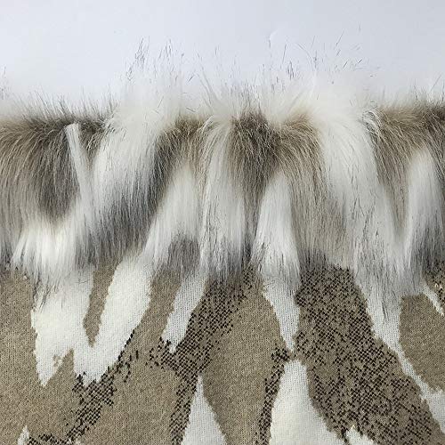 LOOGOOL Faux Fur Fabric Material Grey and White Winter Soft Shaggy...