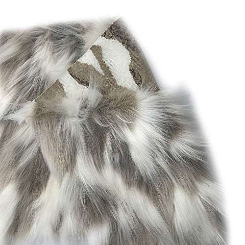 LOOGOOL Faux Fur Fabric Material Grey and White Winter Soft Shaggy...