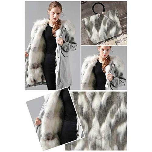 LOOGOOL Faux Fur Fabric Material Grey and White Winter Soft Shaggy...